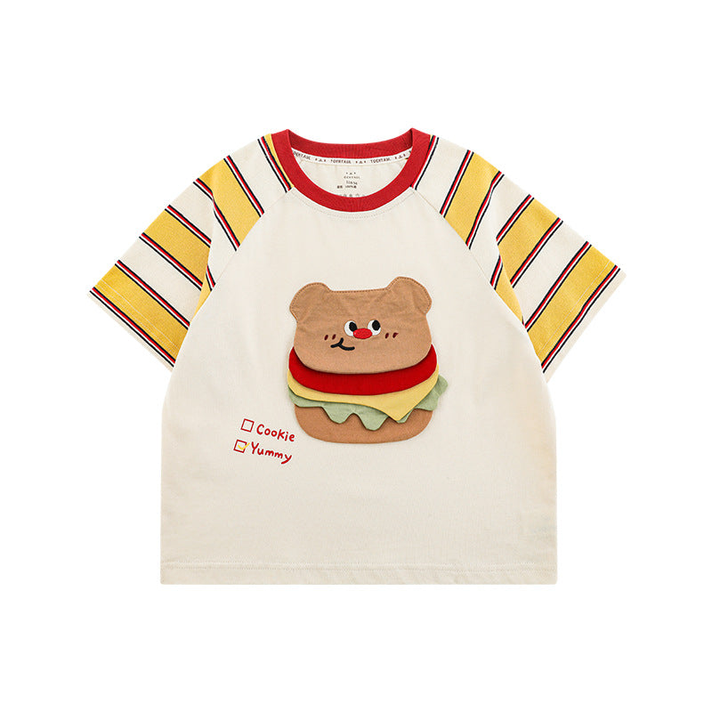 Lightweight Jeans Cute Hamburger Series Suit Children's T-shirt
