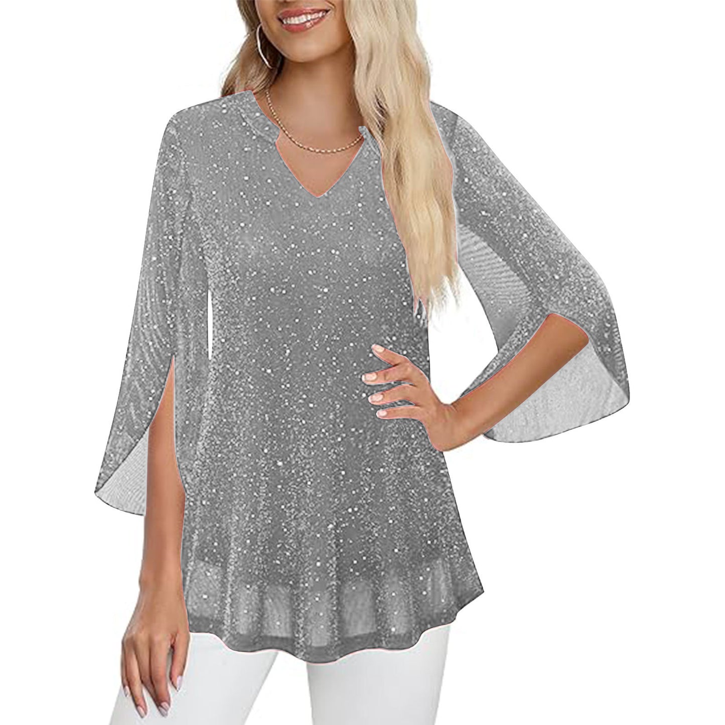 Women's Layer Sier String Mesh Summer Flare Tops