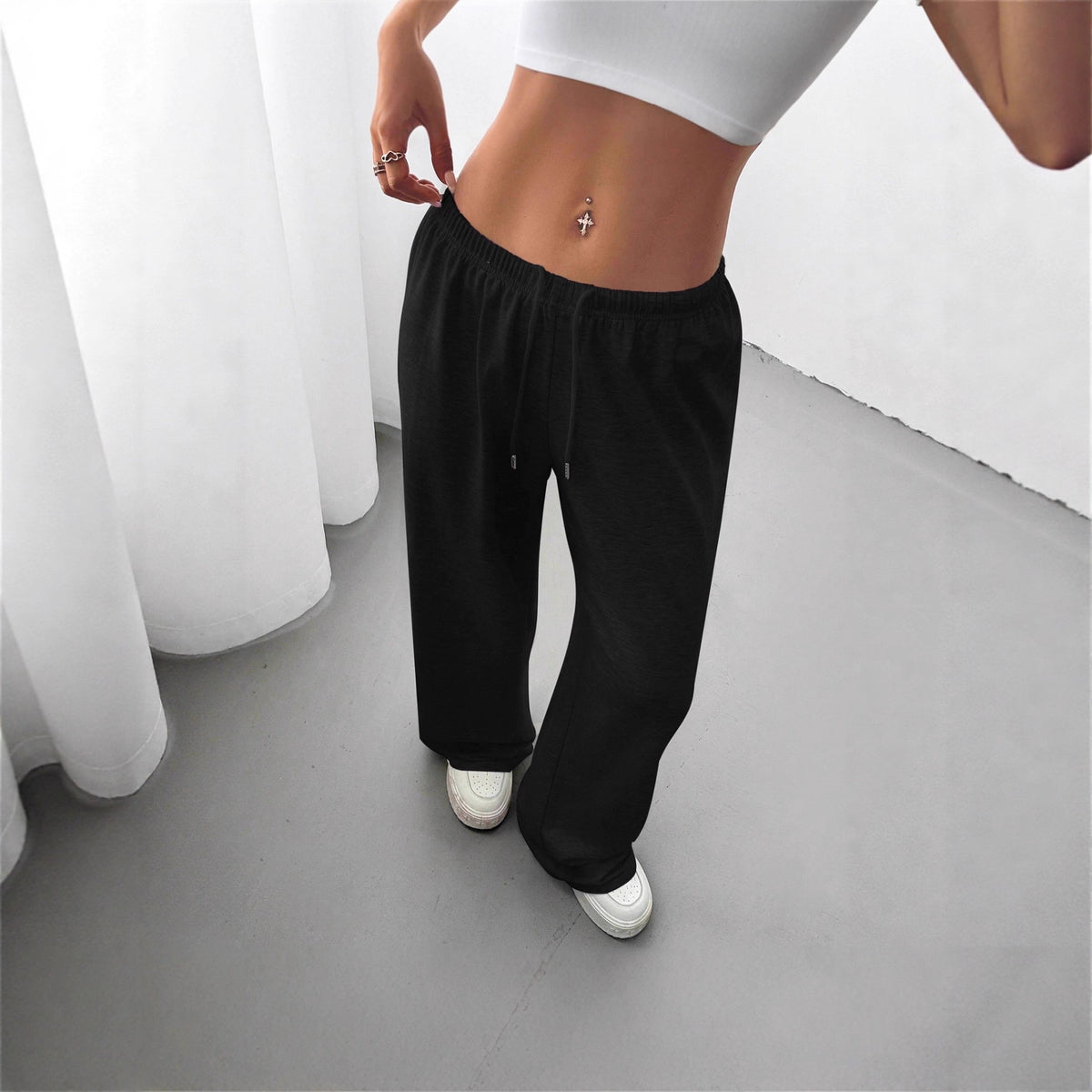 Women's Solid Color Waist Tight Draping Slimming Versatile Pants