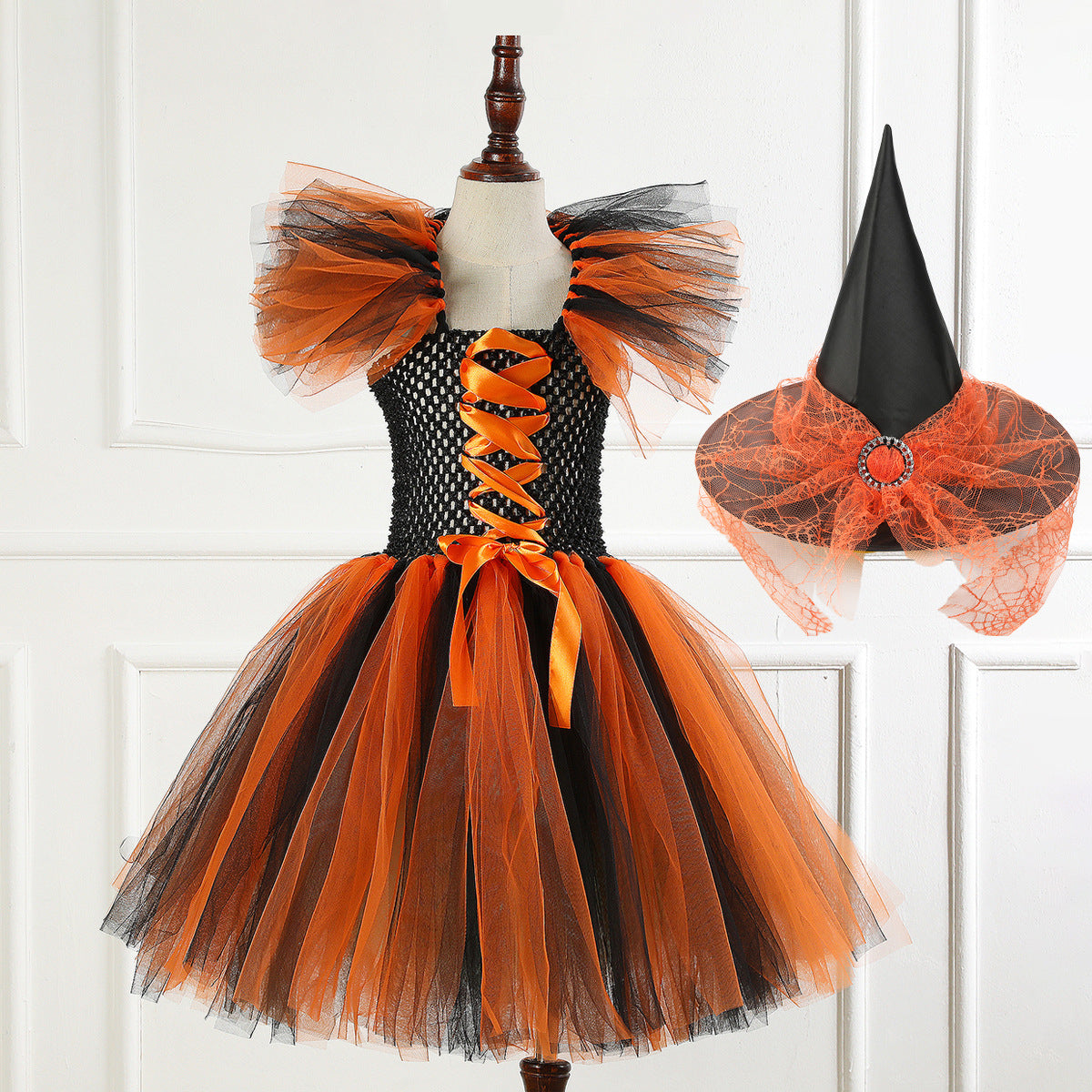 Costume Pettiskirt Performance Skirt Suit Witch Hat Broom Children's Dress