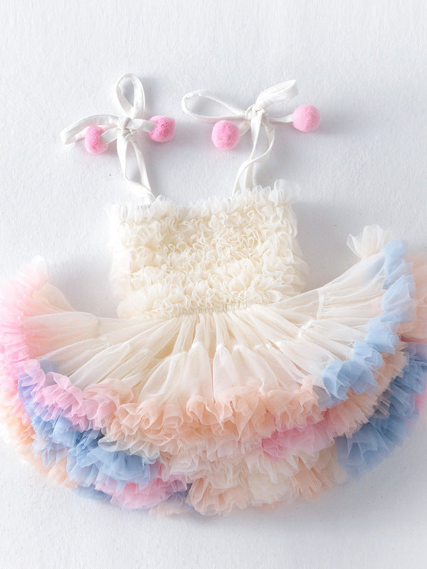Summer Braces Skirt Christmas Princess Tulle Tutu One Year Old Children's Dress