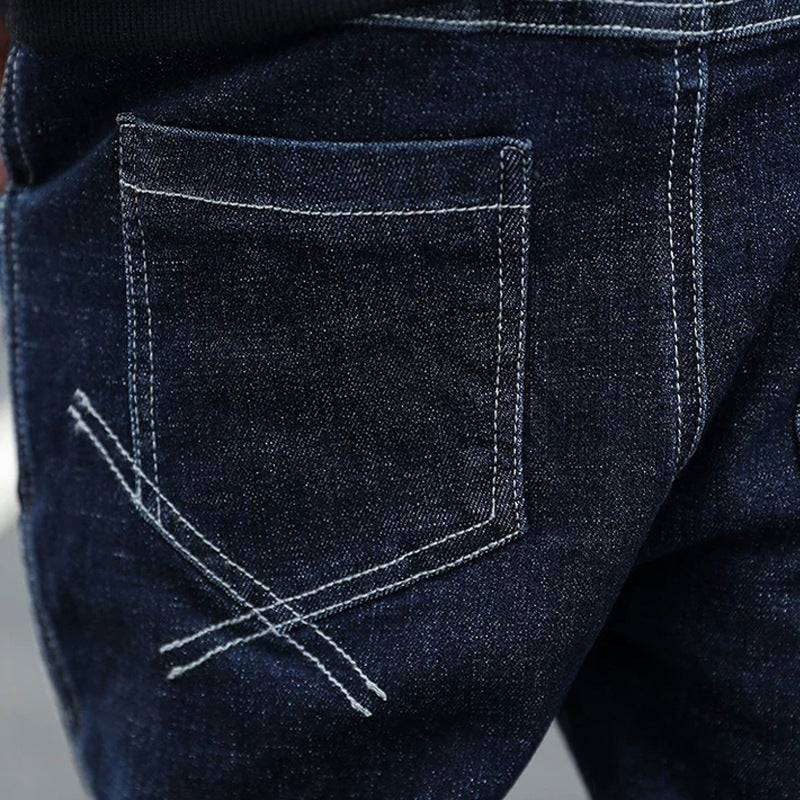 Children's Korean Medium Large Jeans Stretch Solid Children's Pants