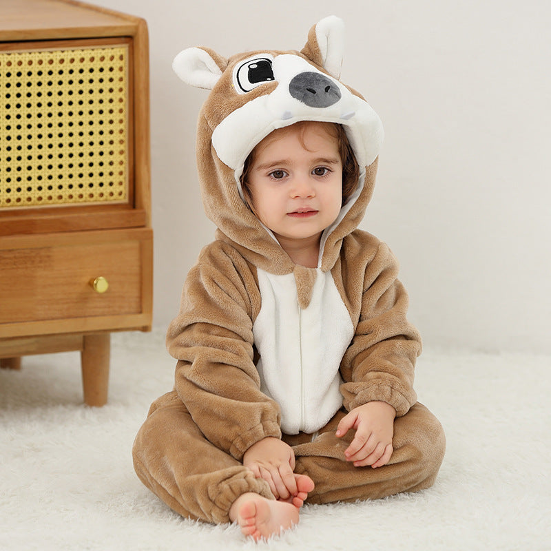 Children's Flannel Romper Pajamas Class Animal Jumpsuit Jumpsuit, Climbing Suit