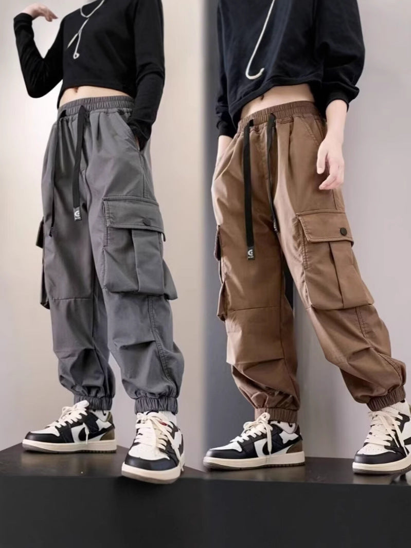 Children's Pocket Overalls Drawstring Loose Trousers Casual Western Children's Pants