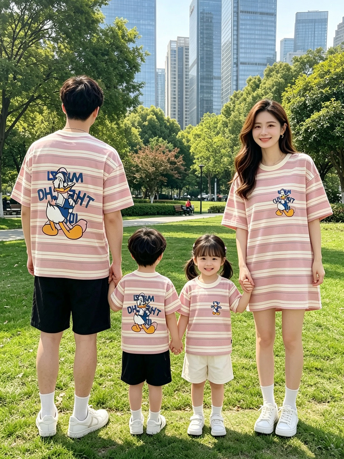 Wear Summer Korean Style Short Sleeve Family Of Four Clothes Parent-child Outfit