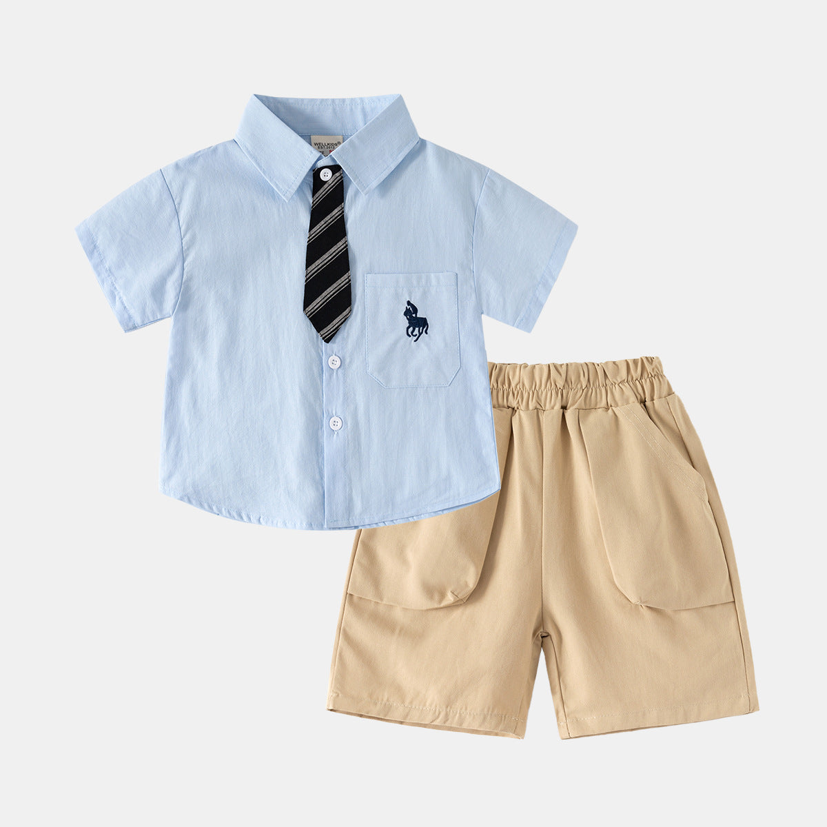 Children's Clothes Two-piece Short Sleeve Shirt Lapel Children's Suit