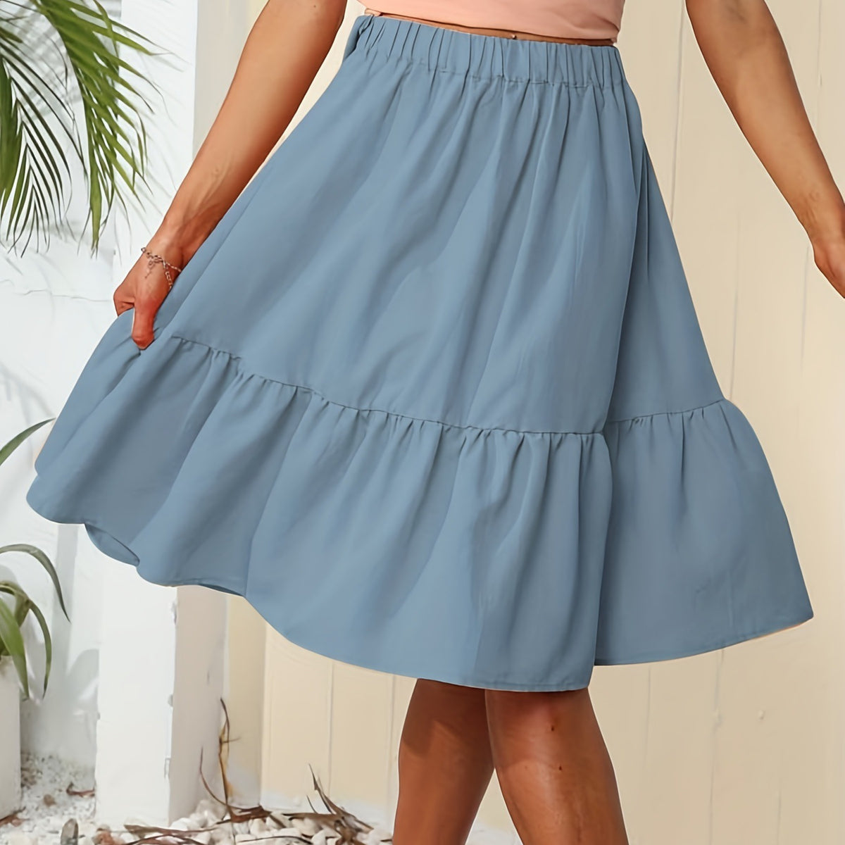 Casual Fashion Summer Soft Pleated Ruffled Skirt
