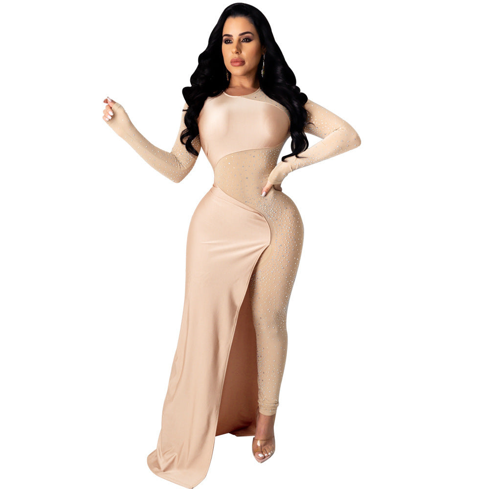 Hot Rhinestone Slim One-piece Nightclub Uniforms Fashion Casual Suit