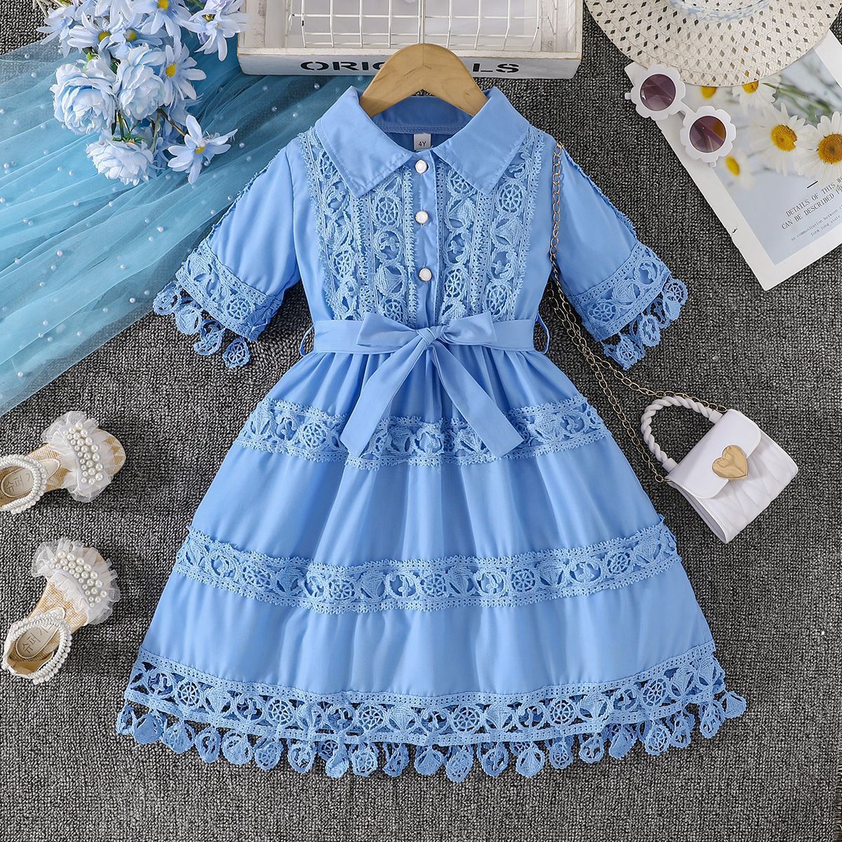 Autumn Lace Sleeve Skirt Fashion Princess Children's Dress