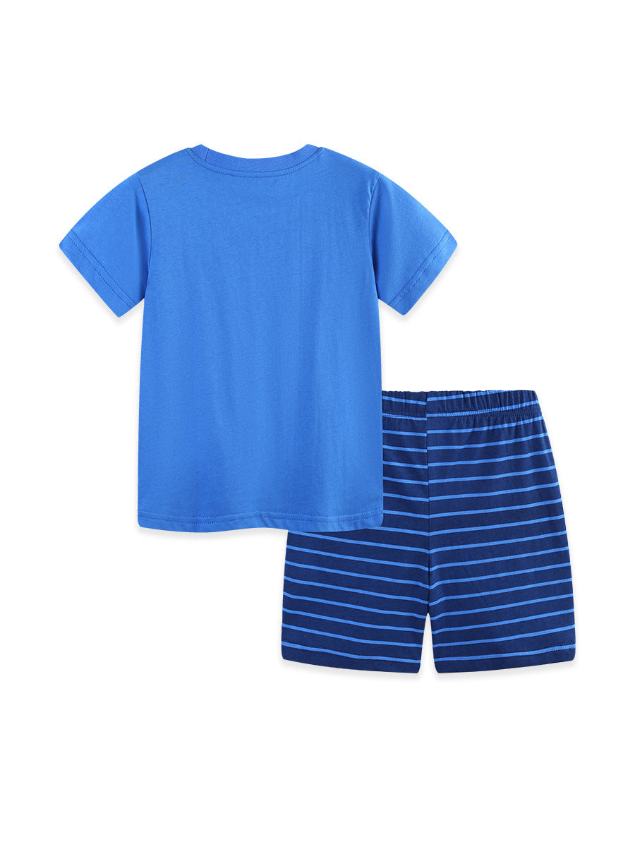 Children's Summer Car Cartoon Print Two-piece Knitted Children's Suit