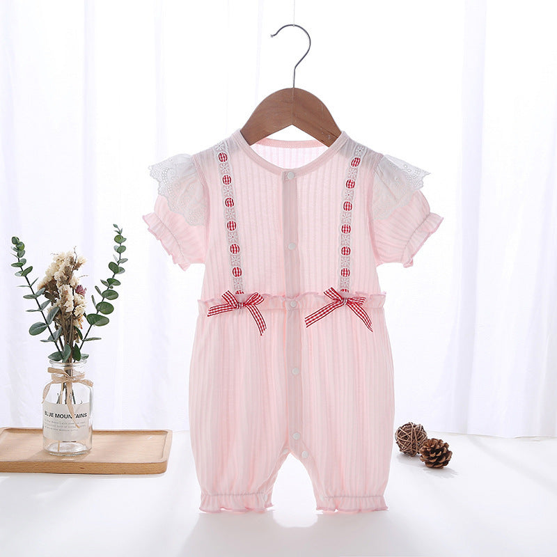 Women's Cute Jumpsuit Clothes Long Sleeve Bowknot Thin Jumpsuit, Climbing Suit