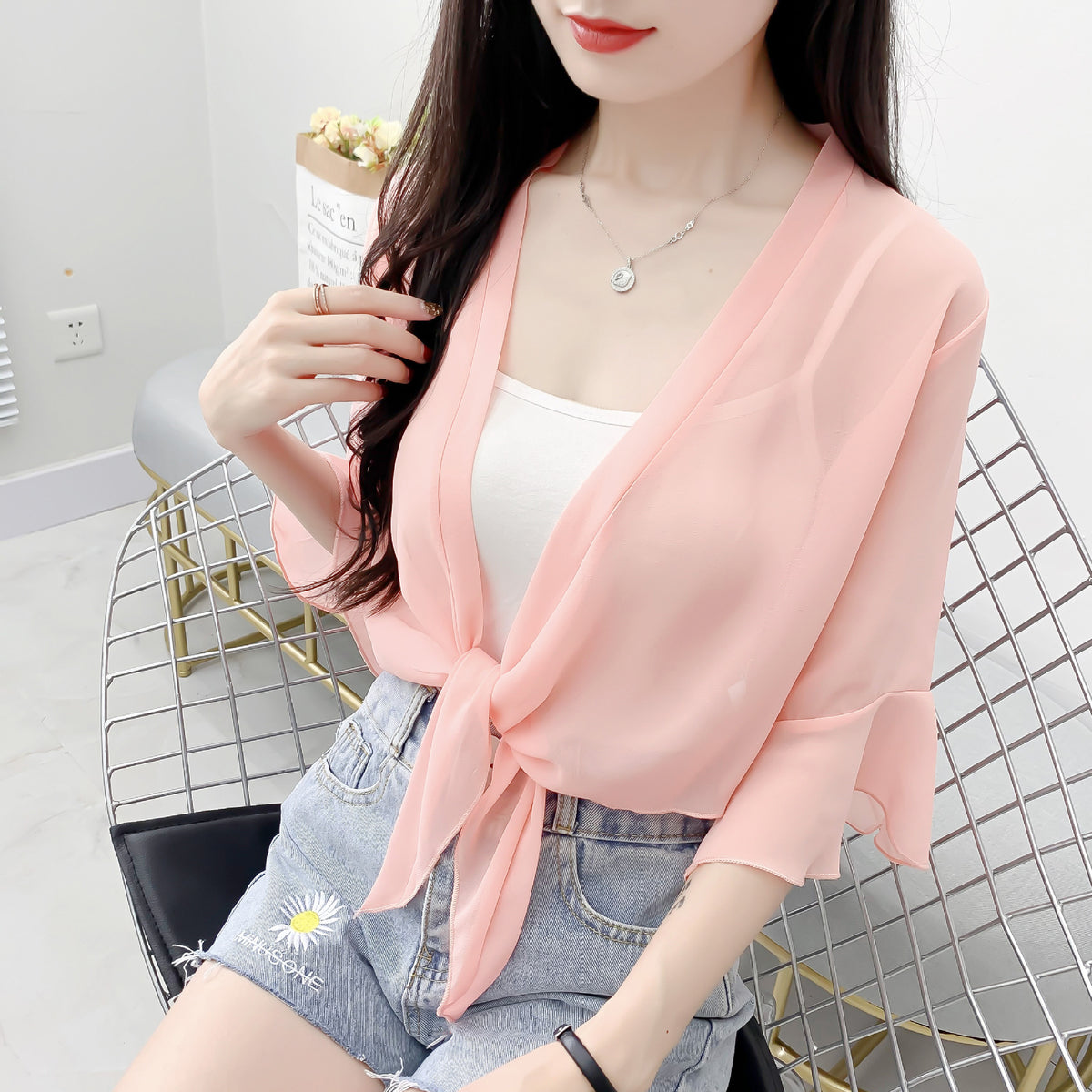 Women's Cape Small Sun Protection Tulle Sling Lace Shirt, Chiffon Shirt