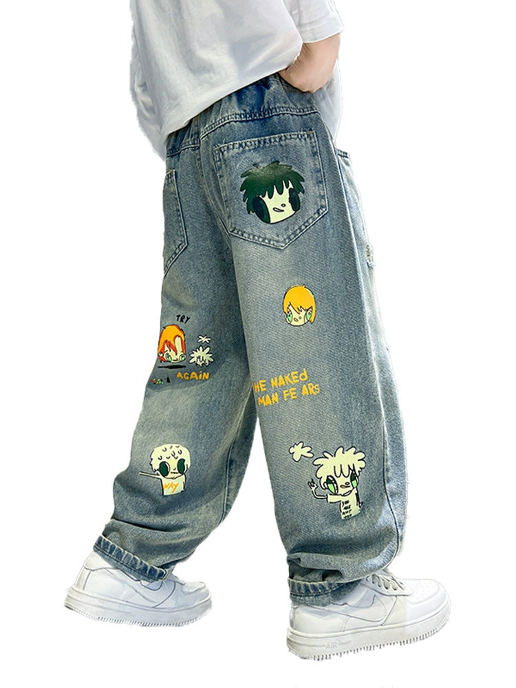 Children's Jeans Fashionable Fried Street Boyish Look Children's Pants