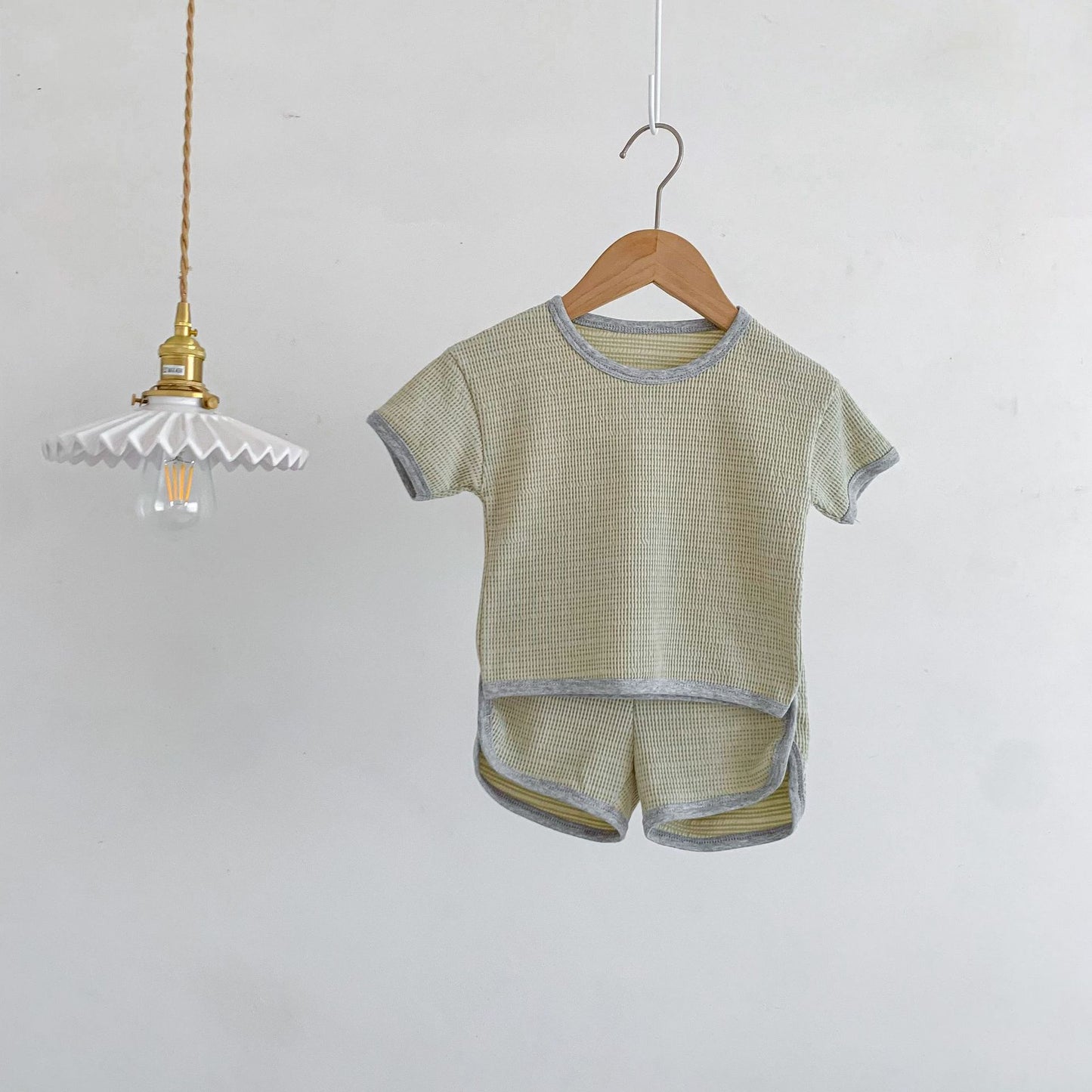 Korean Style Waffle Casual Sports Short Children's Suit