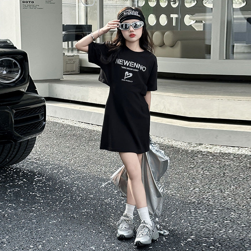 Korean Short Sleeve T-shirt Skirt Tight Children's Dress
