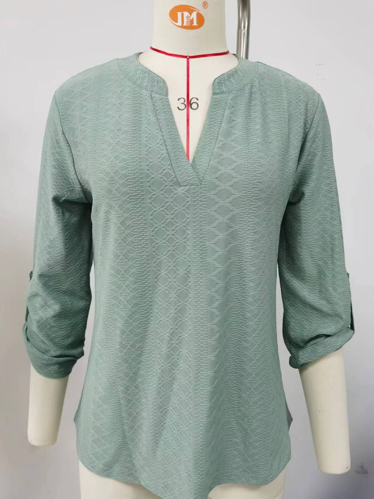 Women's Solid Color Three-quarter Sleeve Button Loose-fitting Tops