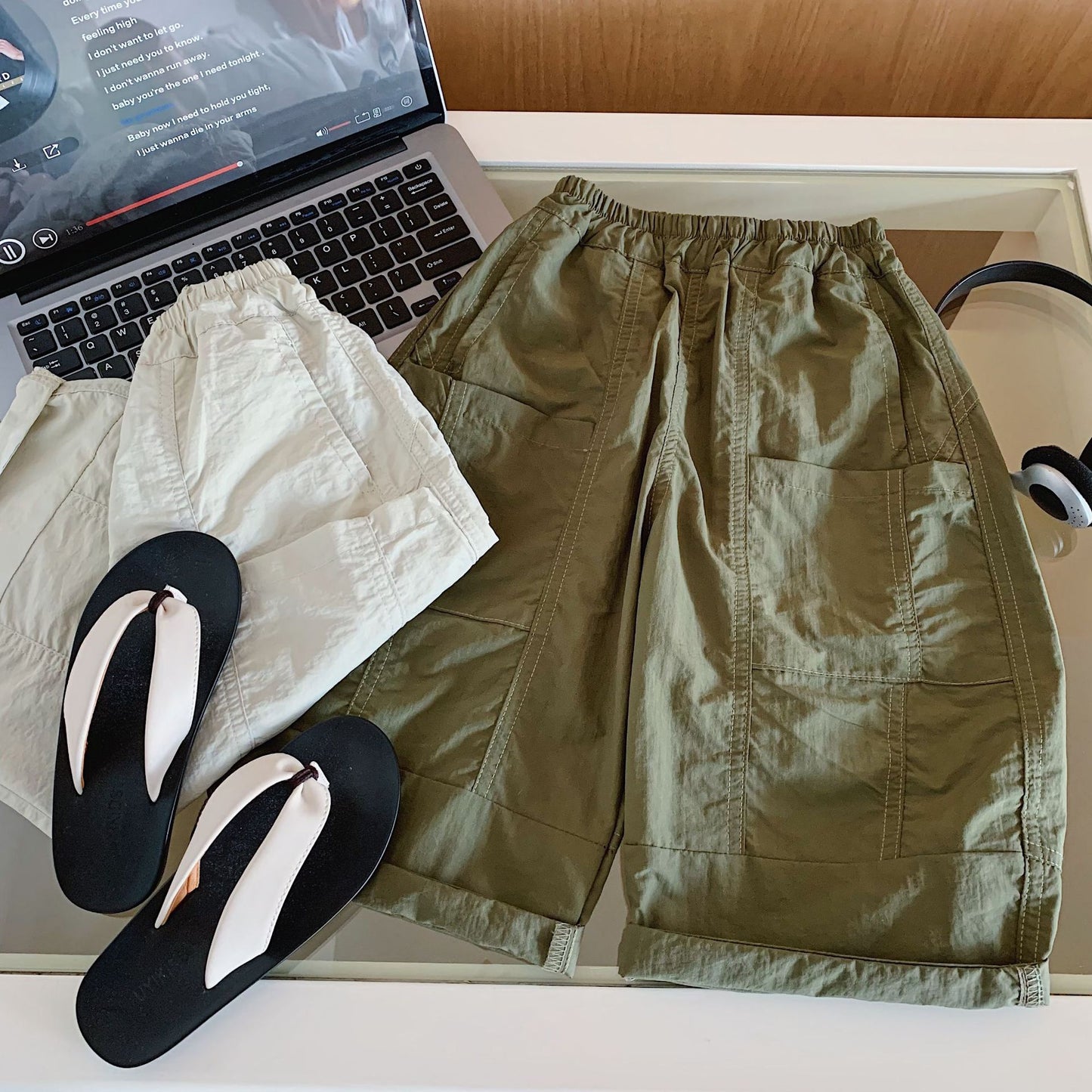 Children's Casual Summer Stitching Solid Color Trousers Loose Children's Pants