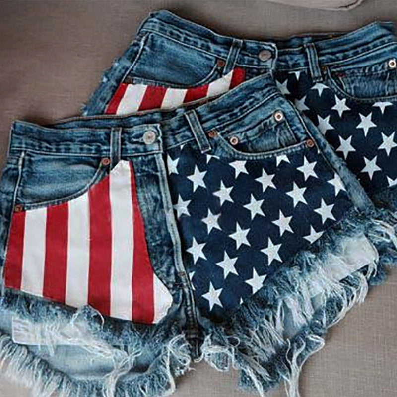 Fashion Comfortable Women's Tassel Printed Denim Women's Jeans