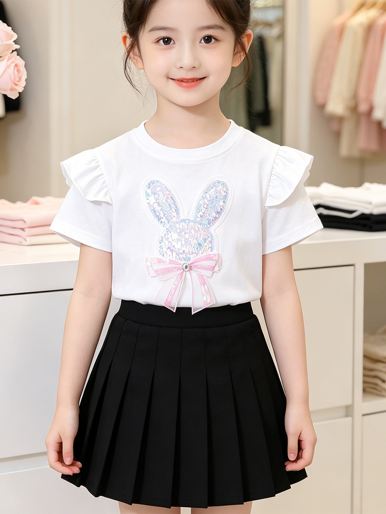 Children's Ice Porcelain Cotton Short-sleeved Summer Princess Breathable Shirt Thin Children's T-shirt