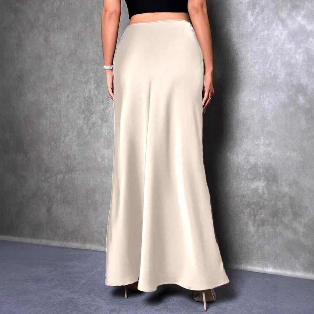 Women's Simple Artificial Silk Summer Dress Hip Skirt