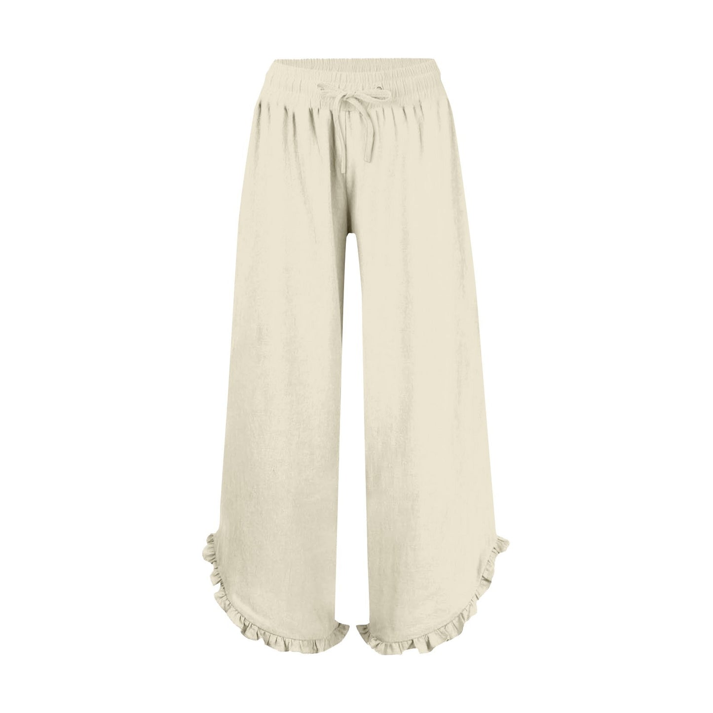 Women's High Waist Pleating Irregular Trousers Cotton Linen Casual Pants