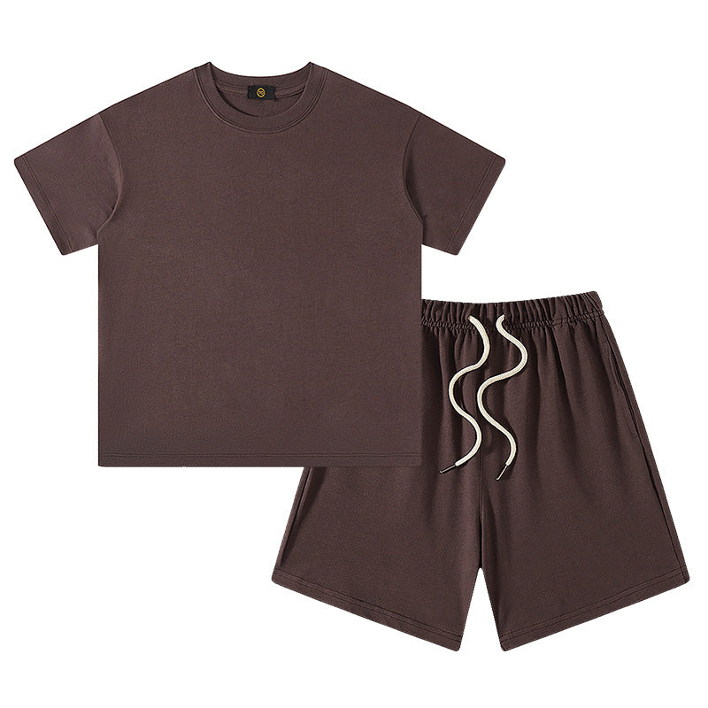 Women's & Men's Clothing Earth Color Heavy Short Sleeved T-shirt Children's Suit