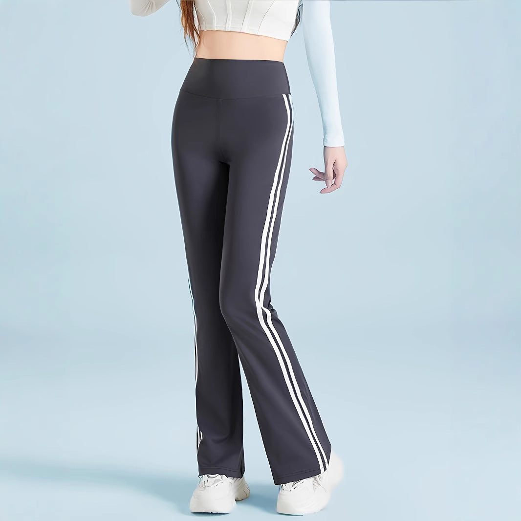 Side Double White Stripe High Waist Slimming American Casual Pants