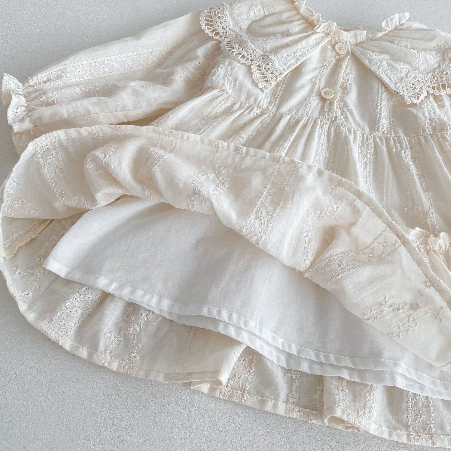 Children's Korean Style Lapel Lace Western Long Children's Dress