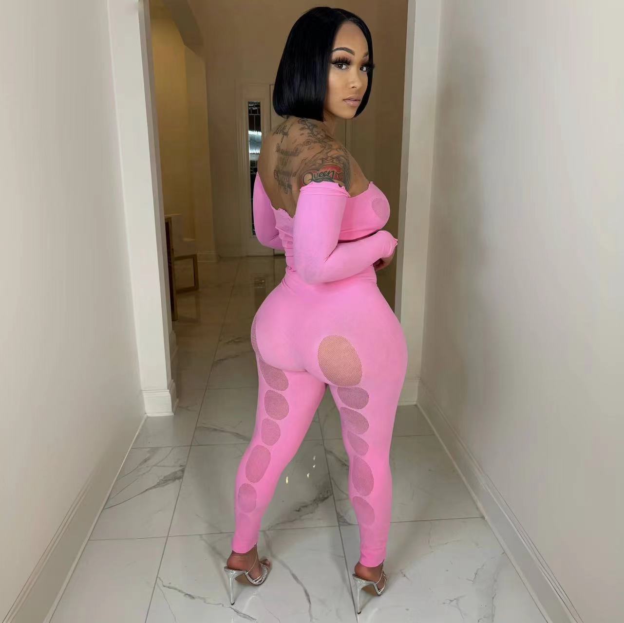 Women's Autumn Sexy Cutout Slim Trousers Slimming Clothing