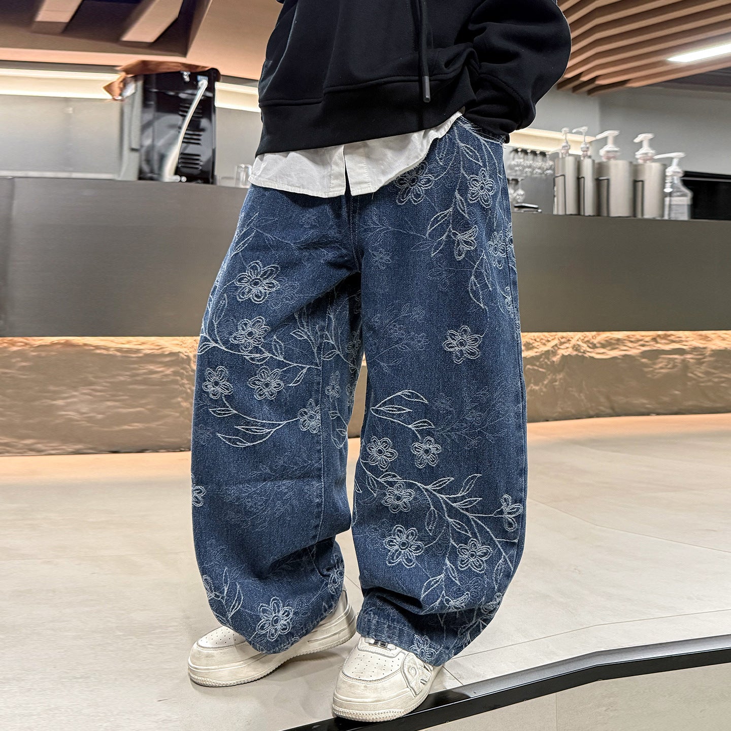 Boy Summer Clothing Lightweight Jeans Medium Large Straight Children's Pants