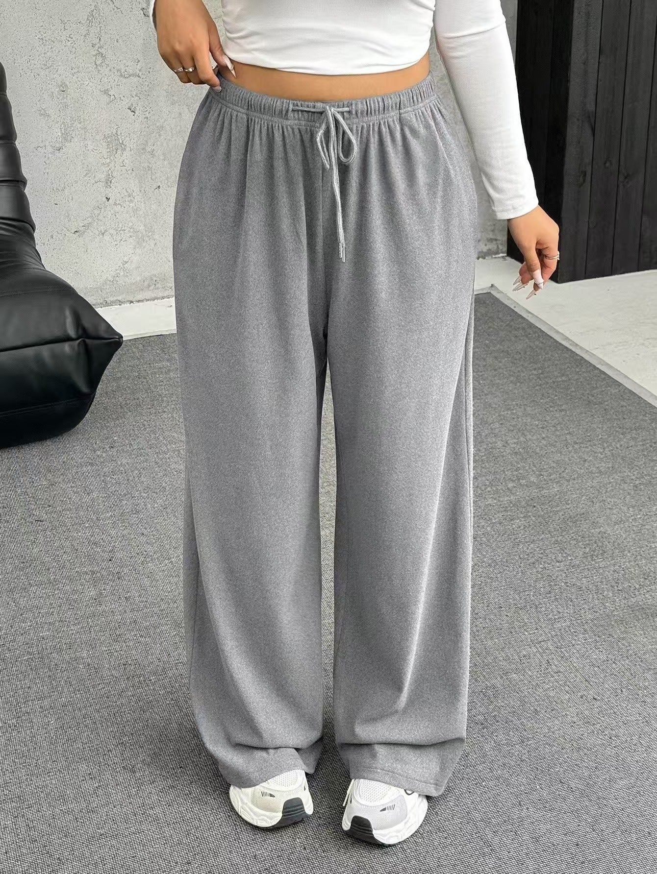 Women's Autumn Drawstring Waist Straight Loose Pants