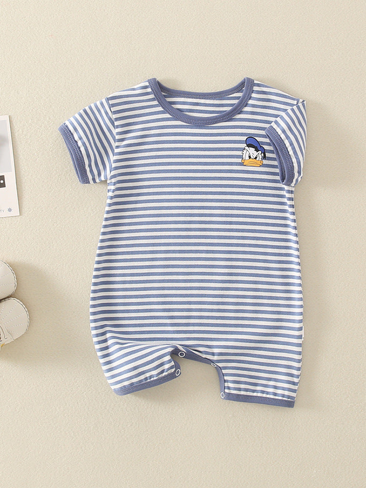 For Babies Boy Striped Short Sleeve Rompers Class Jumpsuit, Climbing Suit