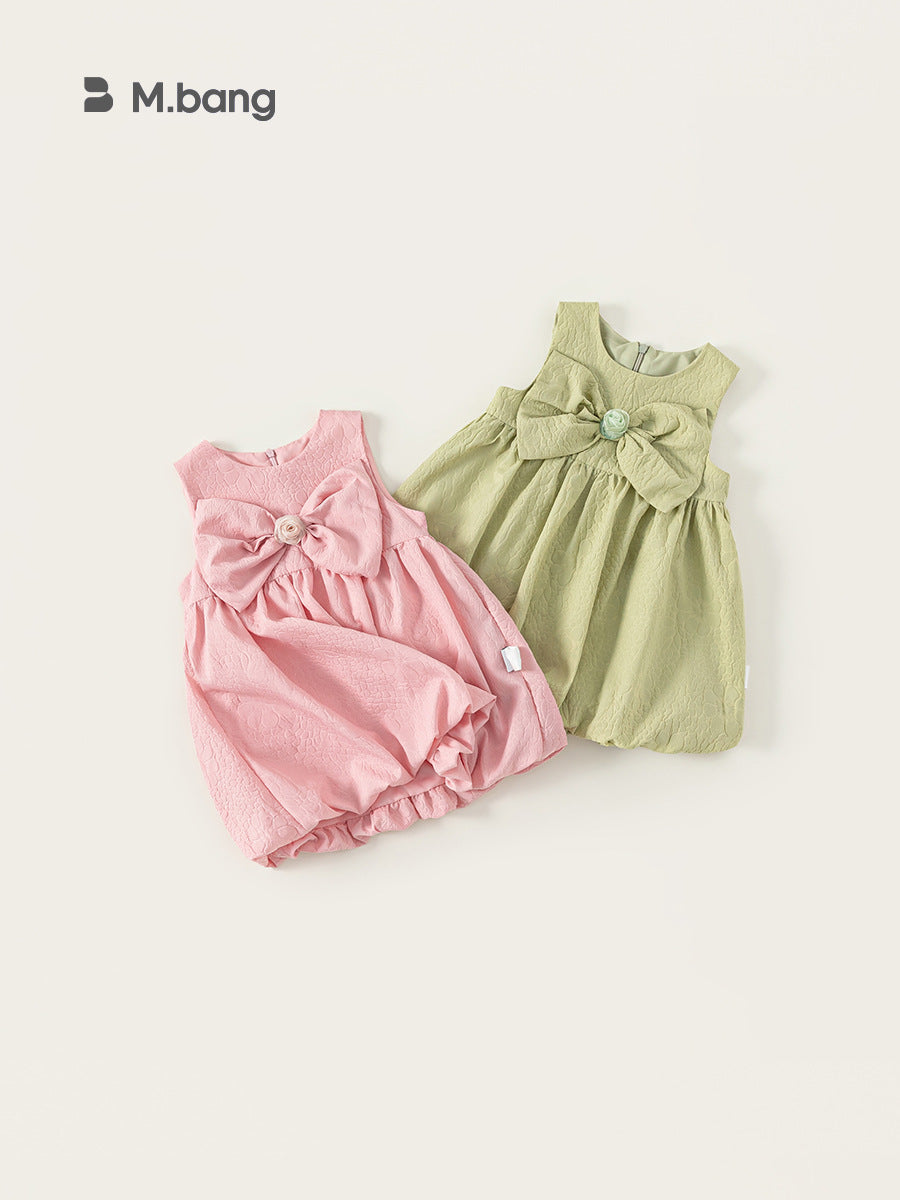 Children's Clothing Summer Solid Color Bow Sleeveless Princess Children's Dress