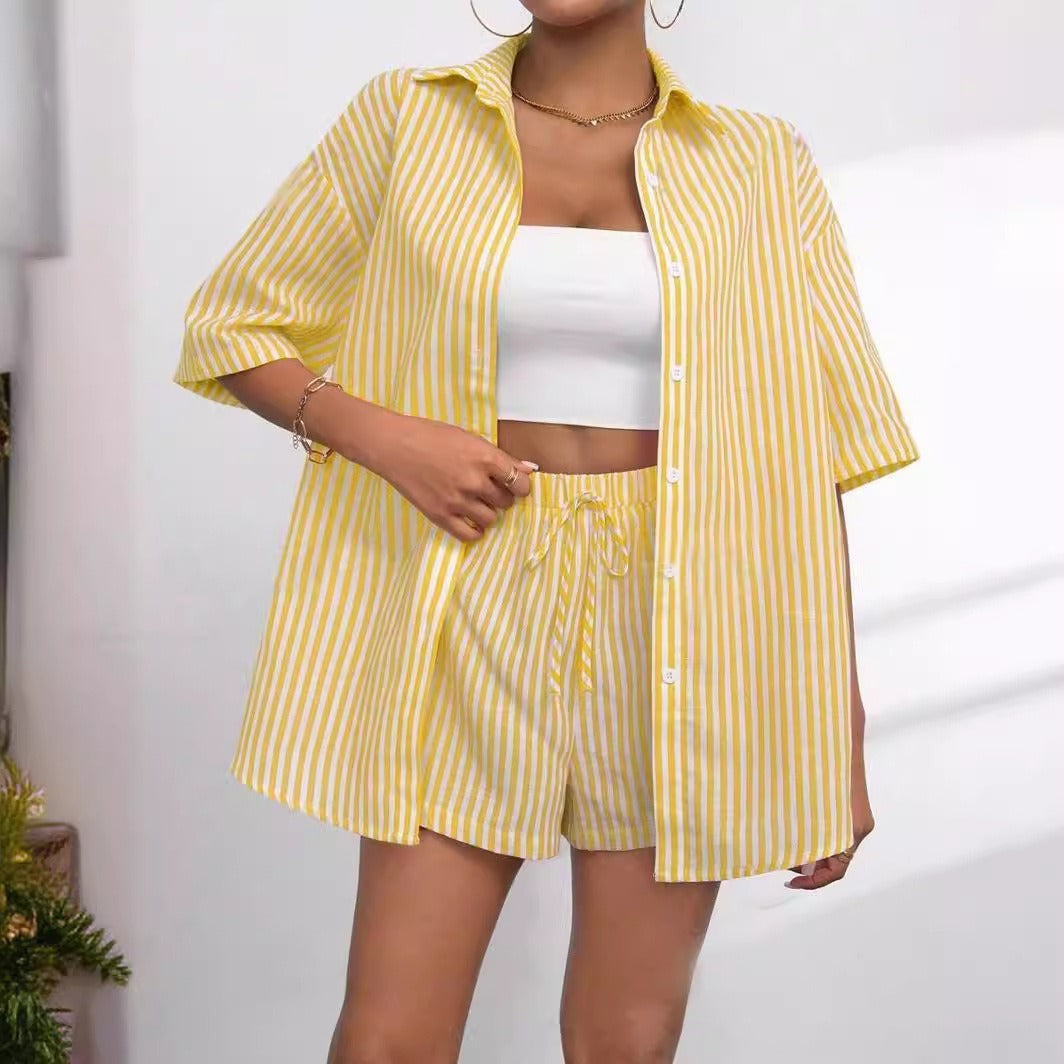 Source Lapel Striped Shirt Sleeve Two Suits