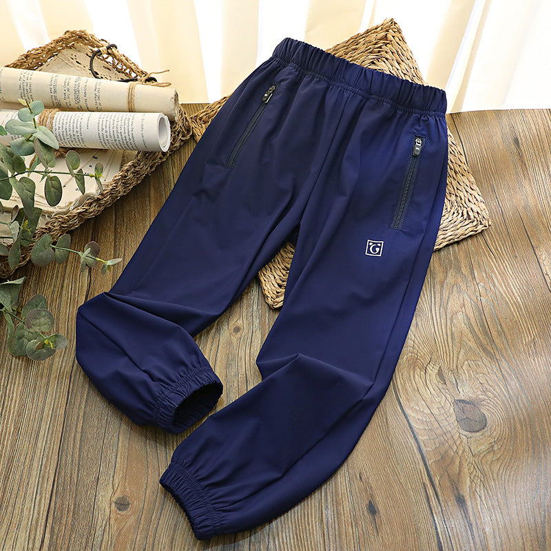 Children's Summer Air Conditioning Boys Zipper Panda Classmates Clothing Live Children's Pants