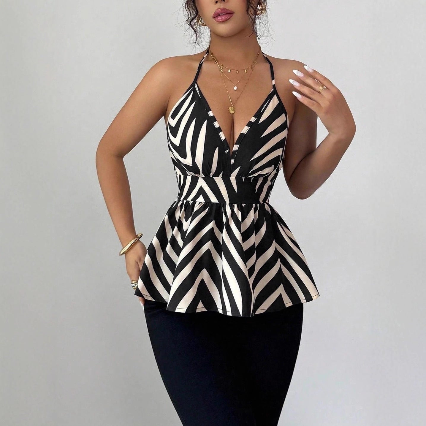 Women's Elegant Spaghetti Strap Front A- Line Pleated Sling Backless Small Vest/suspenders/tube Top