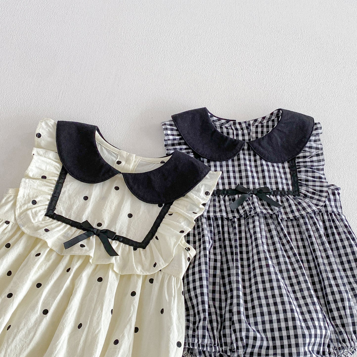 Summer Thin Clothes Sweet Polka Dot Plaid Vest Born Jumpsuit, Climbing Suit