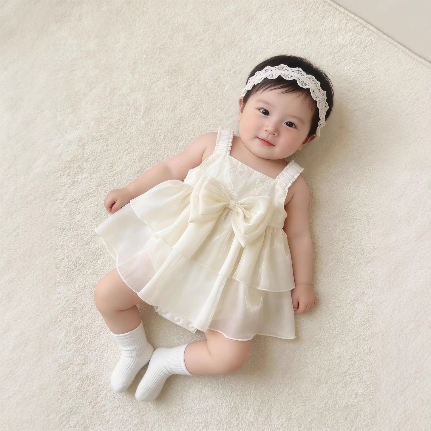 Skirt Full Moon Year Pleated Shoulder Strap Streamer Children's Dress