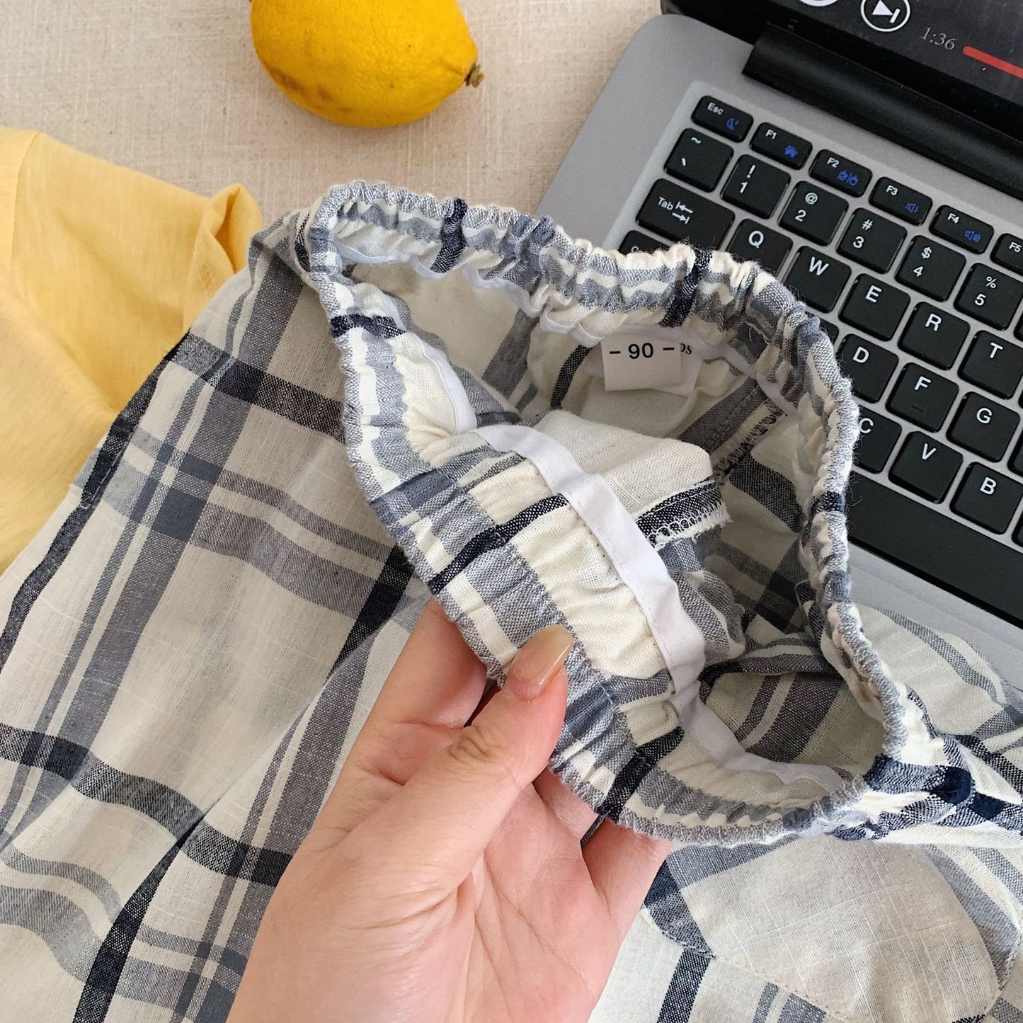 Children's Boy Summer Korean Style Thin Plaid Cropped Children's Pants