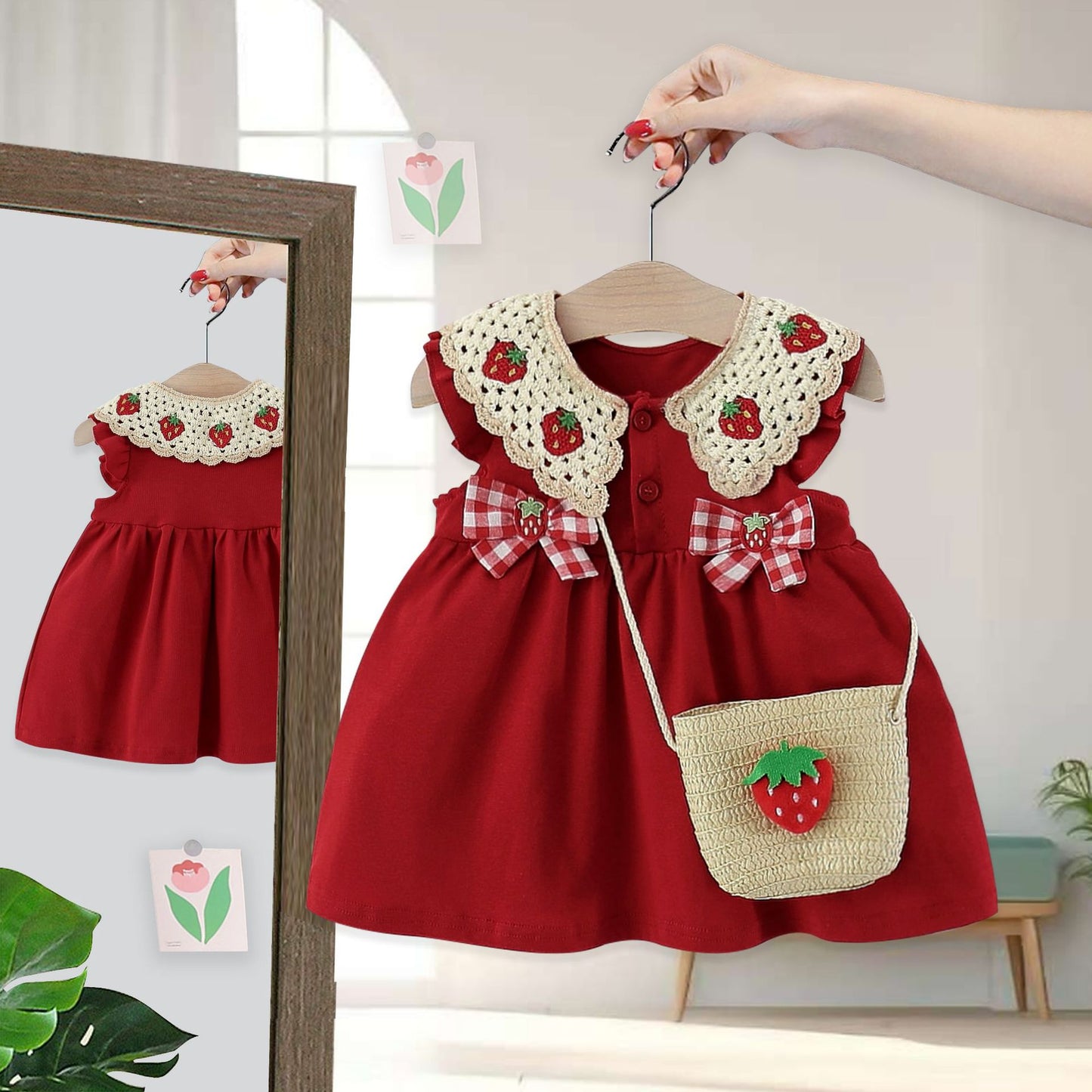 Children's Sleeveless Princess Strawberry Collar Vest Gift Children's Dress