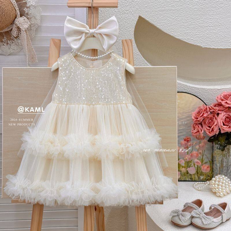 Children's Western Style Sequined Vest Umbrella Princess Korean Children's Dress
