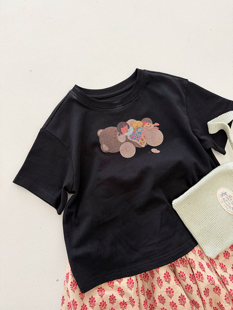 Children's Summer Korean Cartoon Bear Short-sleeved For Boys Digital Children's T-shirt