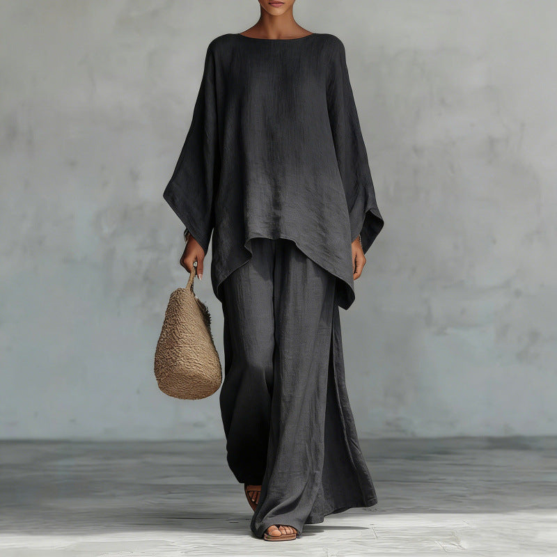 Women's Summer Simple Loose Comfortable Shirt Wide Fashion Casual Suit