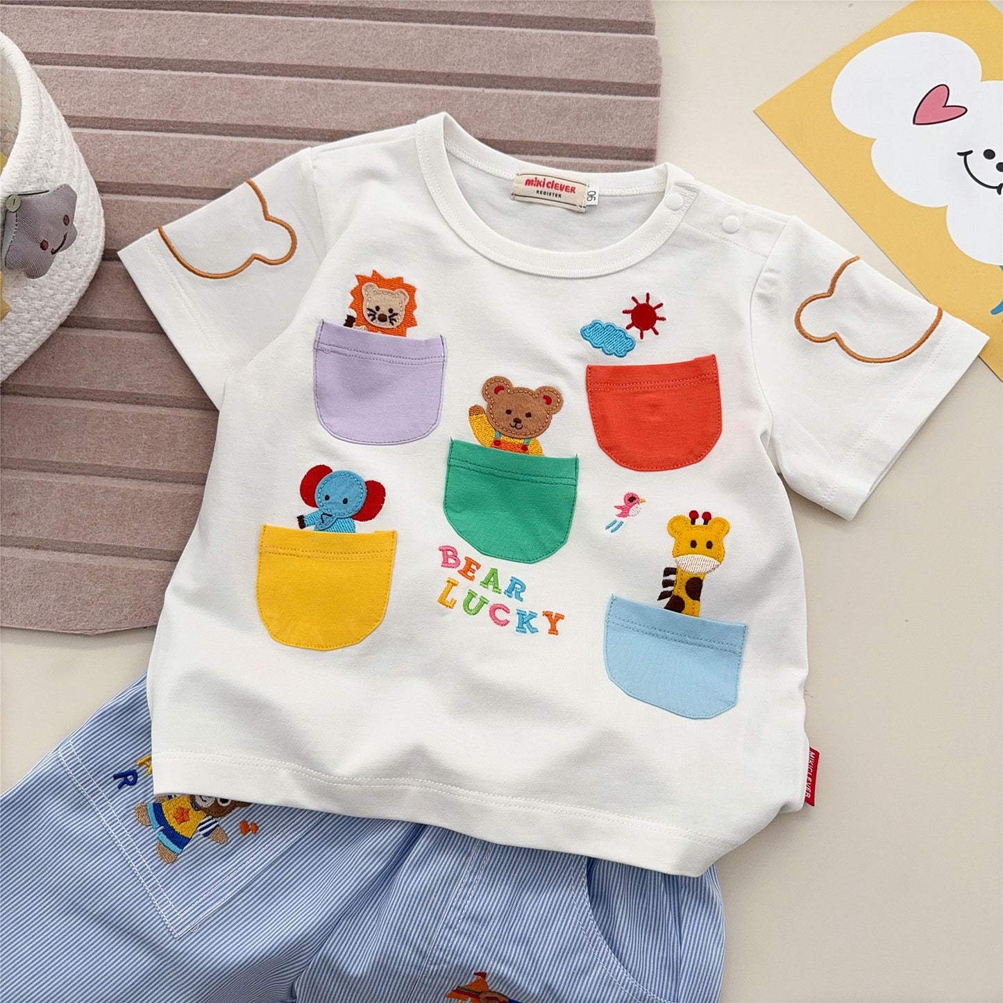 Children's Inner Wear Boys Pocket Short-sleeved Shirt Children's T-shirt