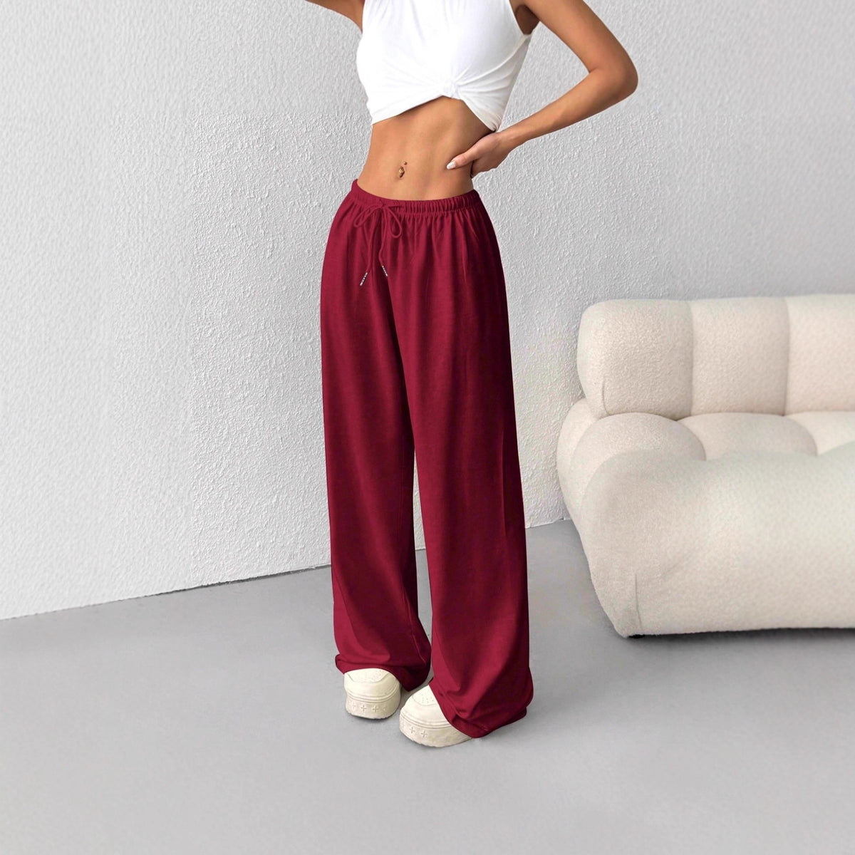 Women's Solid Color Waist Tight Draping Slimming Versatile Pants
