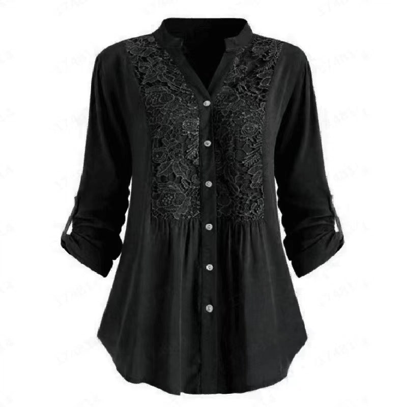 New Women's Long Sleeve Shirt Lace Blouse