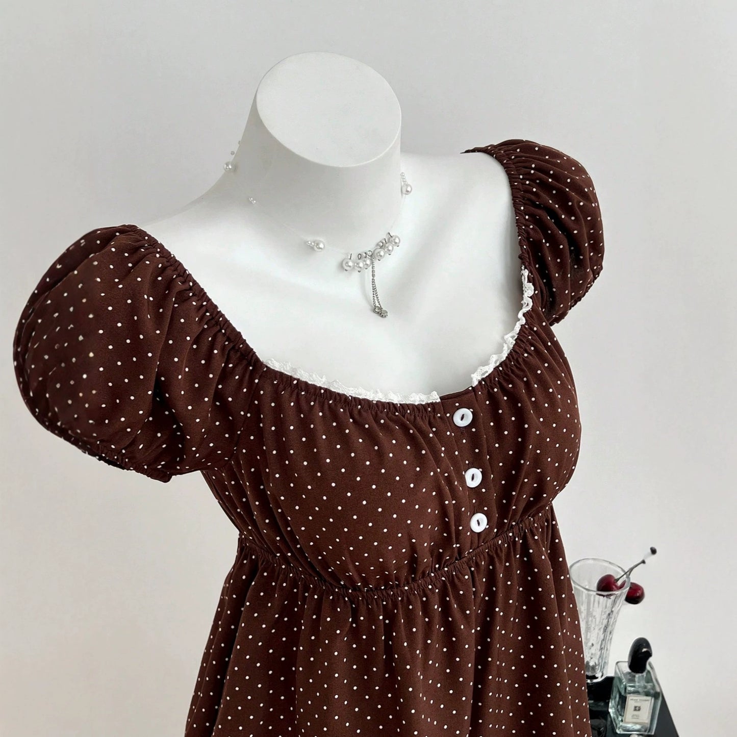 Summer Floral Edge Polka Dot Swing Fashionable Skirts