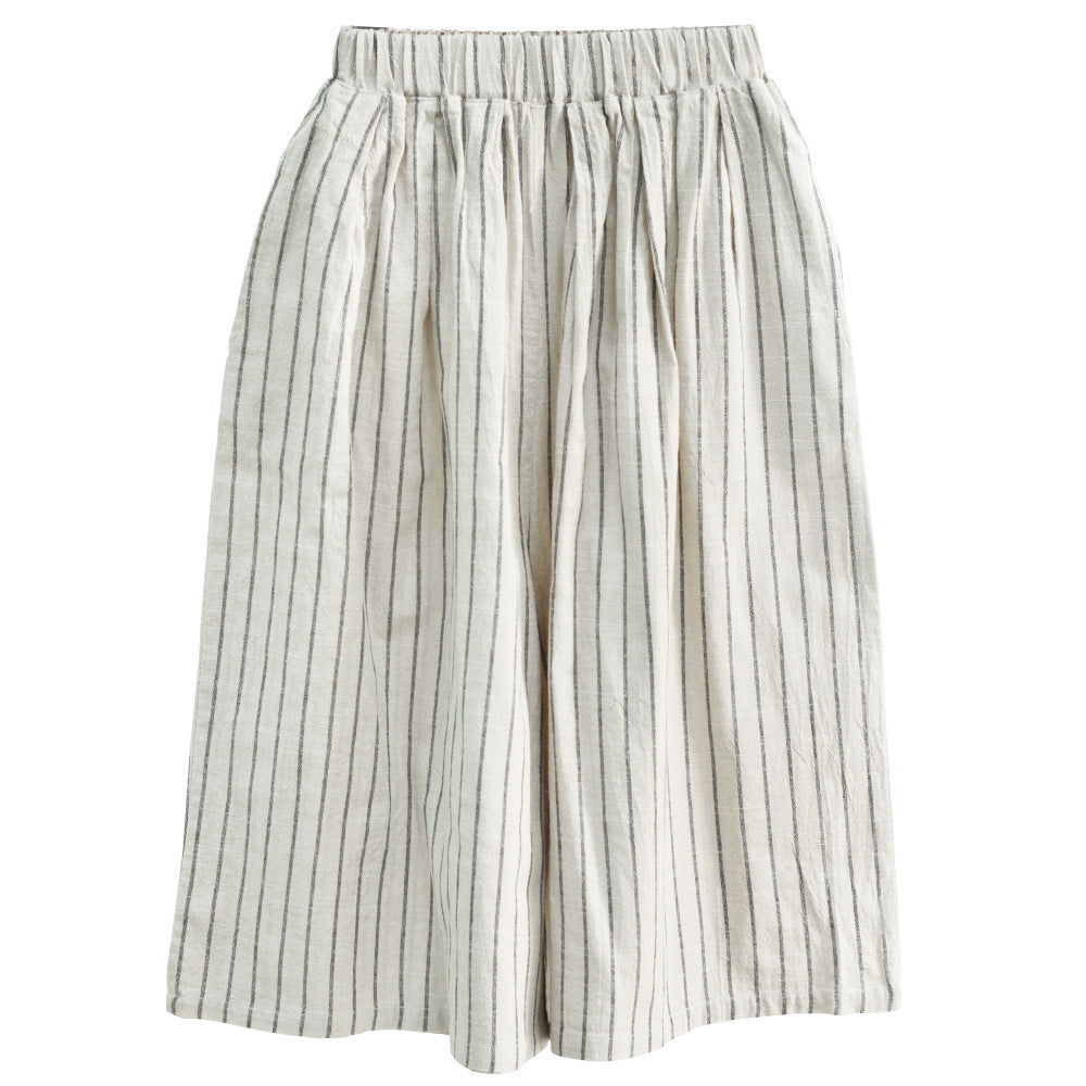 Large Loose Casual Pure Cotton Elastic Waist Culottes Small Cropped Children's Pants