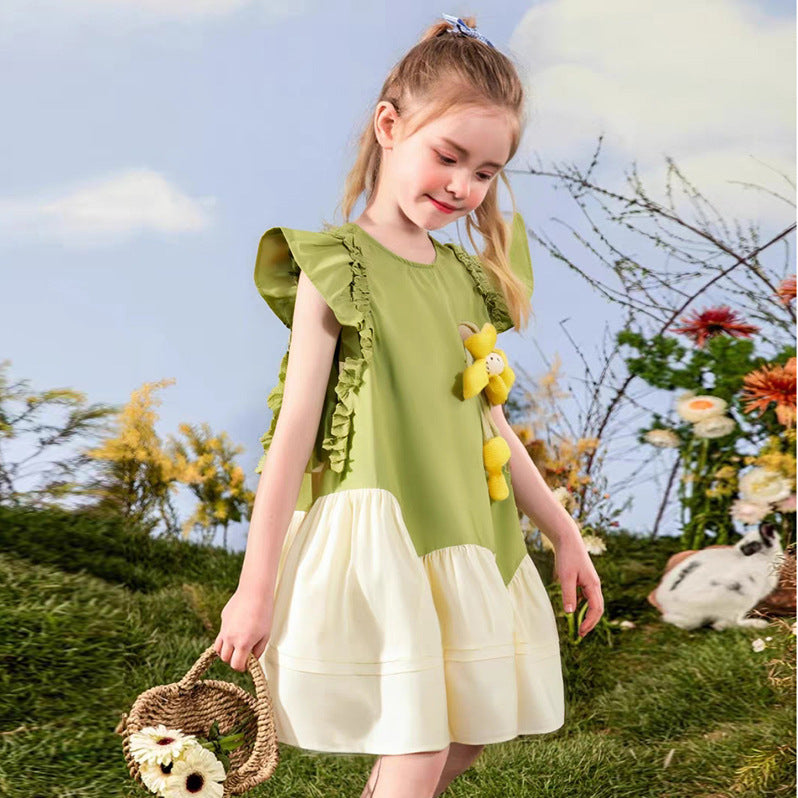 Summer Princess Stitching Sleeveless Cotton Three-dimensional Children's Dress