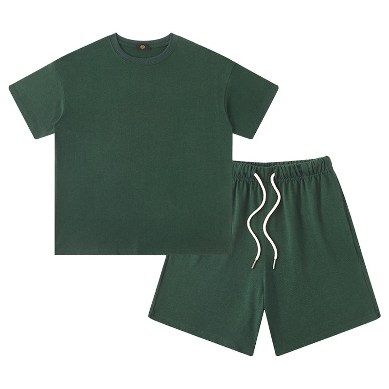 Women's & Men's Clothing Earth Color Heavy Short Sleeved T-shirt Children's Suit